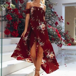 Inside Job Maxi Dress Wine Floral